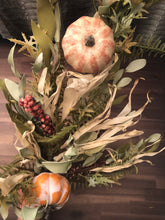 Load image into Gallery viewer, Berries, Leaves Corn Husks with Pumpkins Swag
