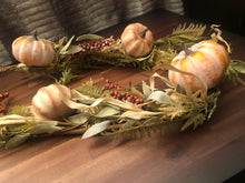 Load image into Gallery viewer, Hayride leaves, corn husks, berries and pumpkins Garland
