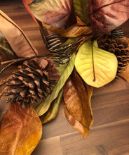 Load image into Gallery viewer, 36&quot; Warm Harvest Magnolia Leaf with pinecone teardrop
